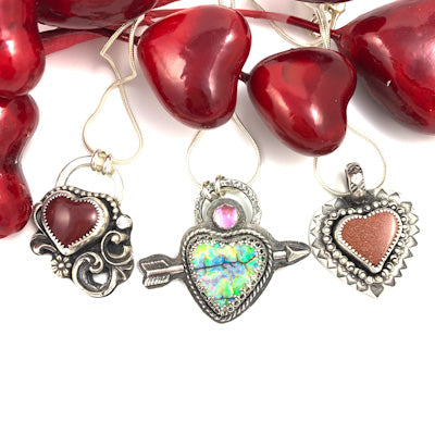 Mandana Studios goldstone heart set in sterling silver pendant