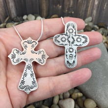 Load image into Gallery viewer, Mandana Studios sterling silver stamped cross PENDANT
