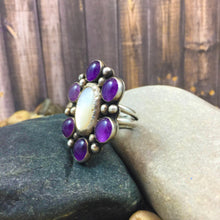 Load image into Gallery viewer, Mandana Studios AMETHYST AND MOTHER OF PEARL CLUSTER RING
