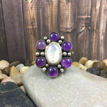 Load image into Gallery viewer, Mandana Studios AMETHYST AND MOTHER OF PEARL CLUSTER RING
