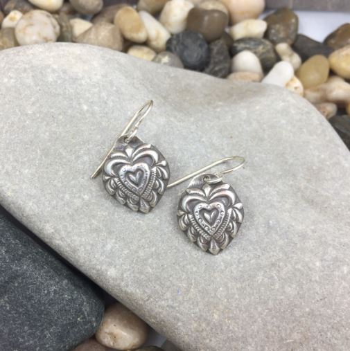 Mandana Studios sterling silver HEART SHAPED LOVE EARRINGS