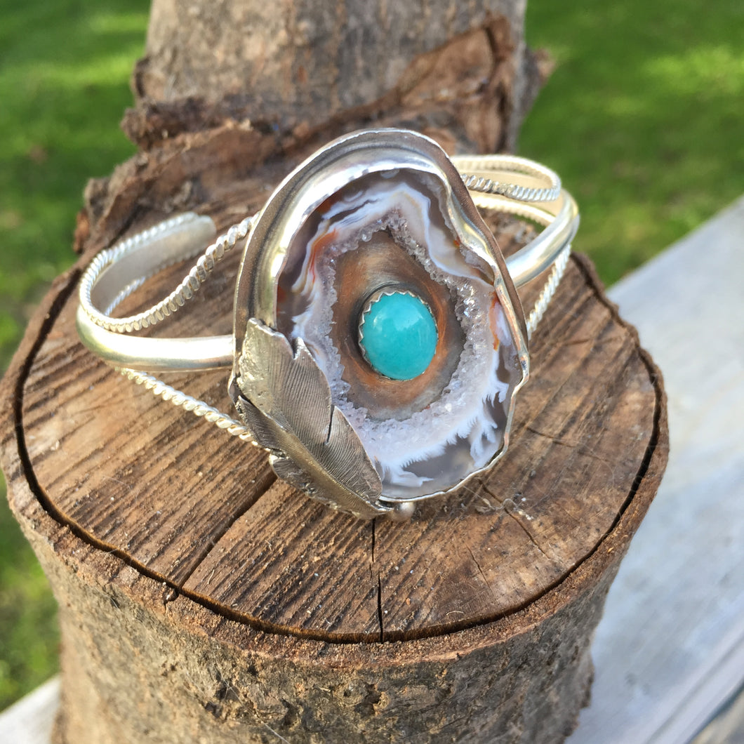 Mandana Studios sterling silver CRYSTAL CAVE WITH AMAZONITE CUFF