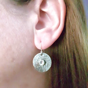 Mandana Studios sterling silver cubic zircon earrings, round silver earrings 
