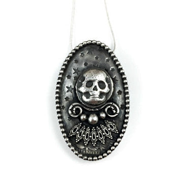 Mandana Studios sterling silver skull pendant, fortune teller pendant