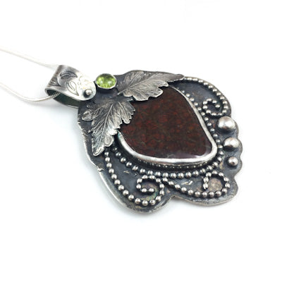 Mandana Studios RED STRAWBERRY AMMOLITE sterling silver pendant