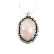 Load image into Gallery viewer, Mandana Studios sterling silver pink rose quartz pendant 
