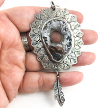 Load image into Gallery viewer, Mandana Studios sterling silver natural geode crystal pendant

