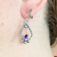 Load image into Gallery viewer, Mandana Studios sterling silver earrings twisted with purple abalone shell stone
