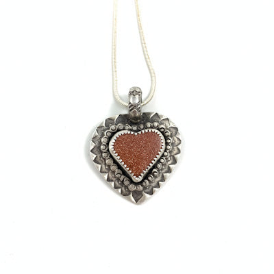 Mandana Studios goldstone heart set in sterling silver pendant