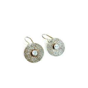 Mandana Studios sterling silver cubic zircon earrings, round silver earrings 