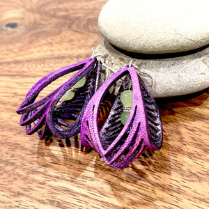 Purple Leather Sculpture Earrings