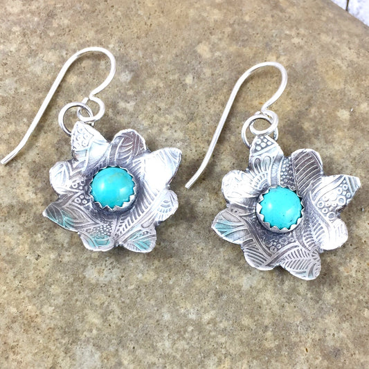 Mandana Studios sterling silver TURQUOISE FLOWER POWER EARRINGS