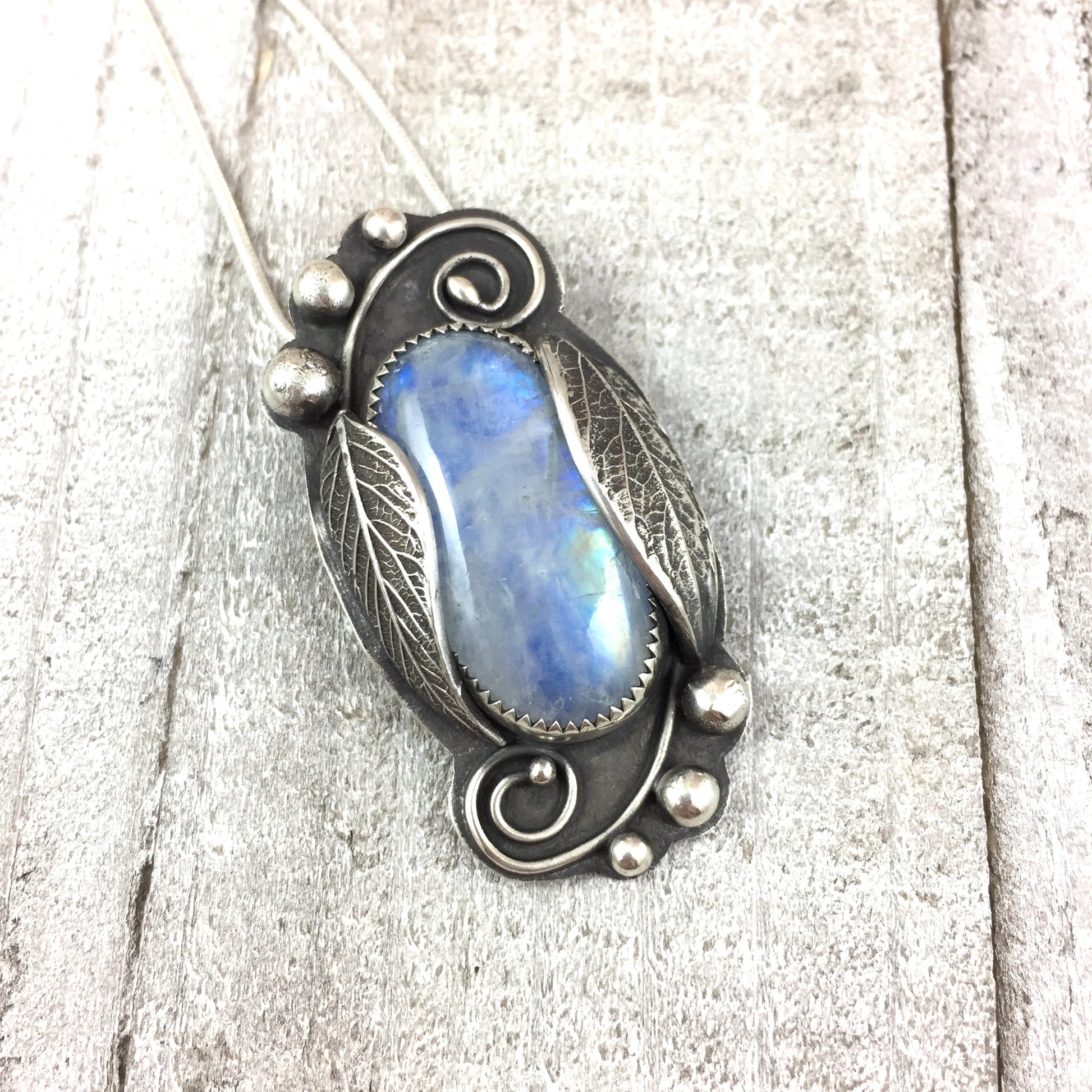 Mandana Studios sterling silver MOONSTONE FOREST FANTASY PENDANT