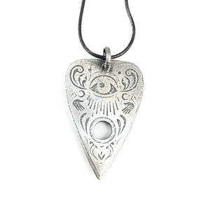 Mandana Studios sterling silver planchette pendant, Ouija jewelry, spirit board jewelry 