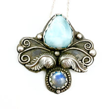Load image into Gallery viewer, Mandana Studios sterling silver LARIMAR AND MOONSTONE PENDANT
