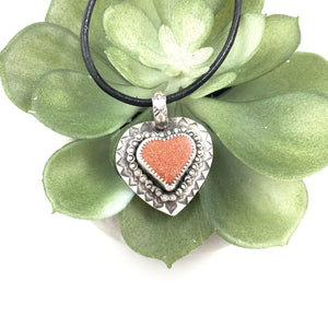Mandana Studios goldstone heart set in sterling silver pendant