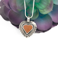 Load image into Gallery viewer, Mandana Studios goldstone heart set in sterling silver pendant
