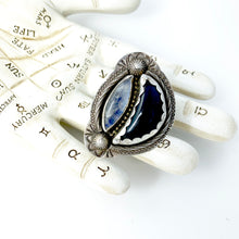 Load image into Gallery viewer, Mandana Studios sterling silver BLACK OBSIDIAN AND MOONSTONE RING
