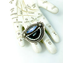Load image into Gallery viewer, Mandana Studios sterling silver BLACK OBSIDIAN AND MOONSTONE RING
