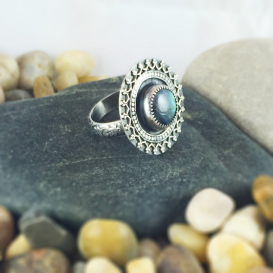 Mandana Studios sterling silver MANDALA LABRADORITE RING