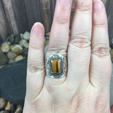 Load image into Gallery viewer, Mandana Studios sterling silver SQUARE TIGERSEYE RING
