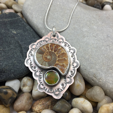 Load image into Gallery viewer, Mandana Studios sterling silver Canadian fossil Ammonite PENDANT
