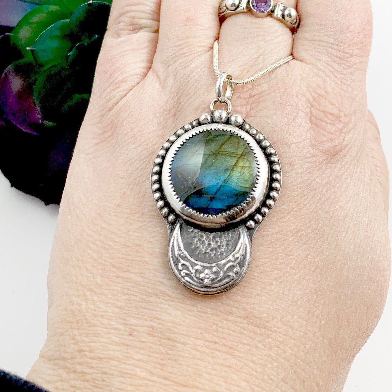 Mandana Studios sterling silver AQUARIUS GODDESS LABRADORITE PENDANT