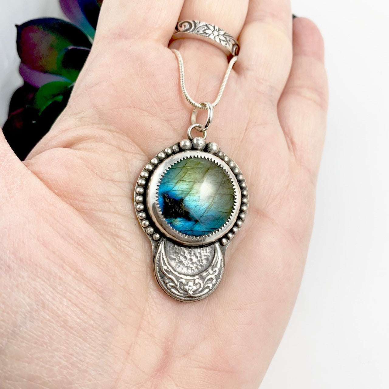 Mandana Studios sterling silver AQUARIUS GODDESS LABRADORITE PENDANT