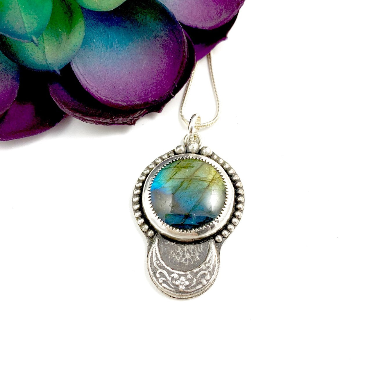 Mandana Studios sterling silver AQUARIUS GODDESS LABRADORITE PENDANT