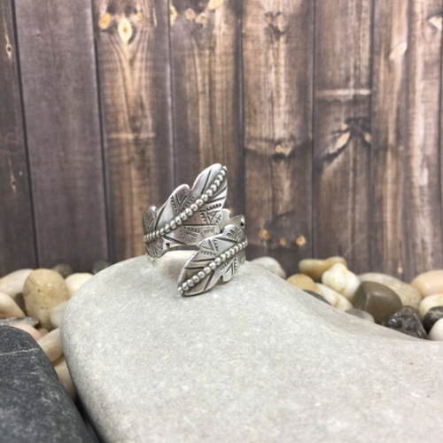 Mandana Studios sterling silver DOUBLE FEATHER WRAP RING