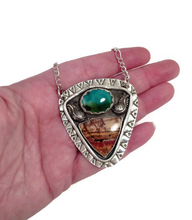 Load image into Gallery viewer, Mandana Studios SOUTHWEST TURQUOISE AND JASPER SILVER PENDANT
