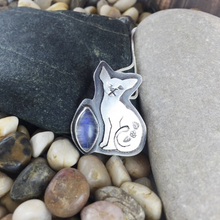 Load image into Gallery viewer, Mandana Studios MOONSTONE KITTY silver NECKLACE
