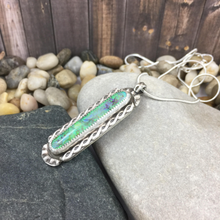 Load image into Gallery viewer, Mandana Studios sterling silver CULTURED OPAL LONG RECTANGLE PENDANT
