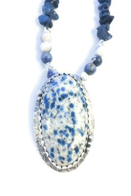 Mandana Studios K2 JASPER PENDANT with soadalite beaded necklace