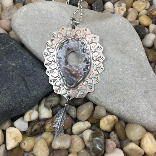 Mandana Studios sterling silver natural geode crystal pendant