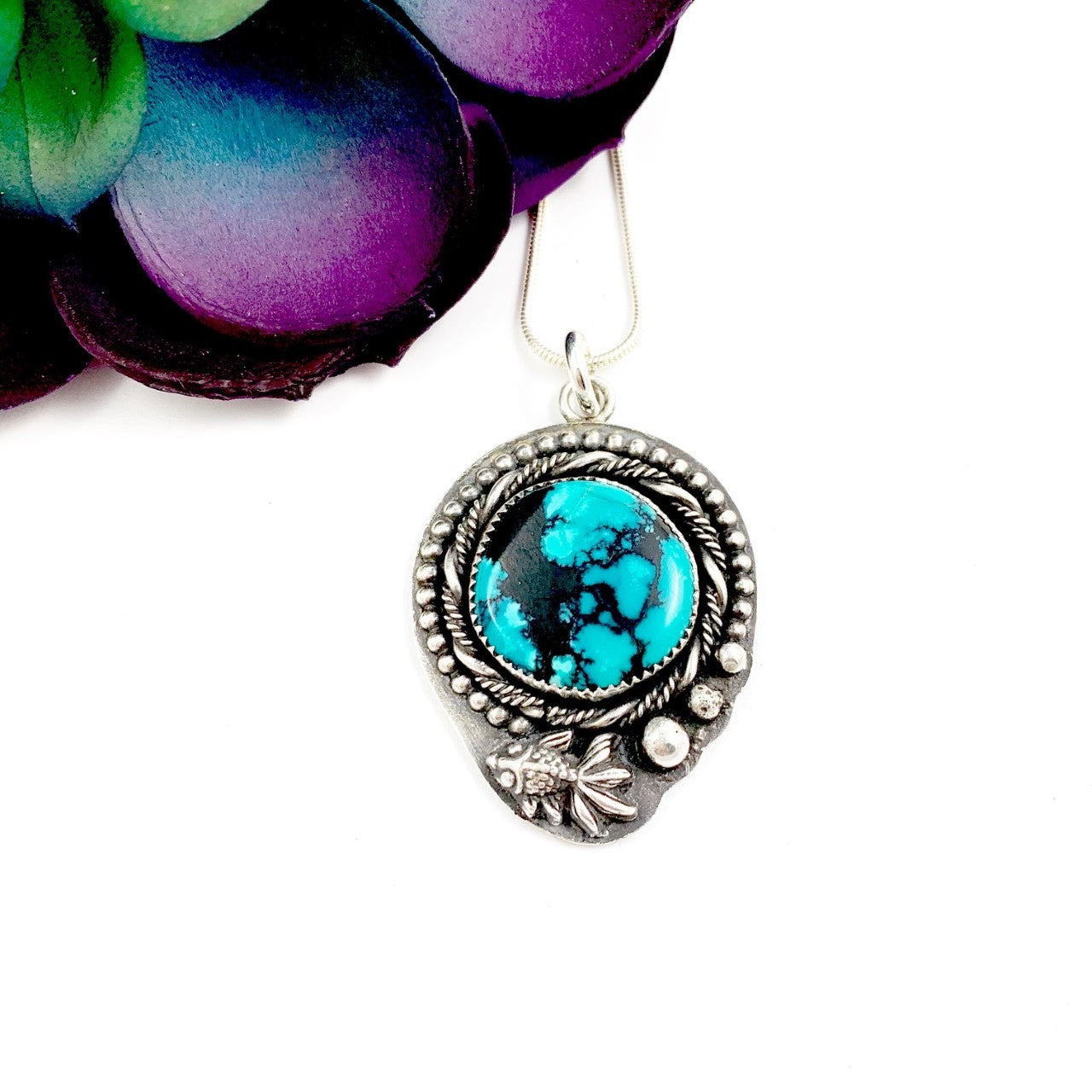 Mandana Studios sterling silver PISCES GODDESS TURQUOISE PENDANT