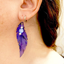 Load image into Gallery viewer, Purple Ombre Feather Earrings
