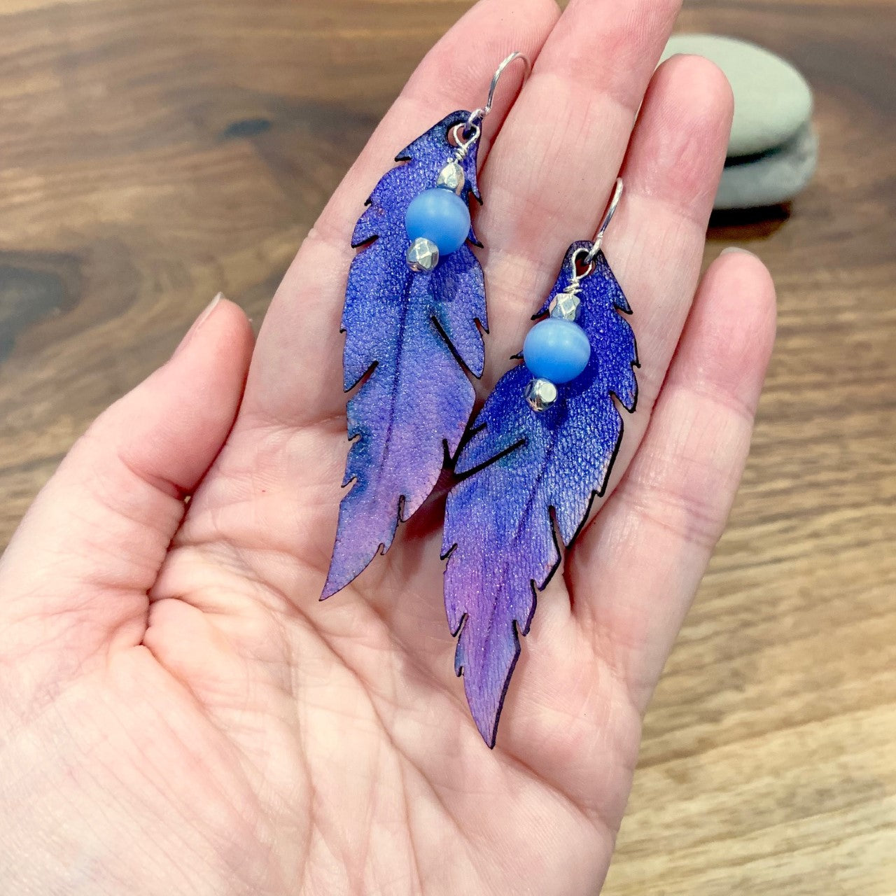 Purple Ombre Feather Earrings
