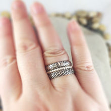 Load image into Gallery viewer, Mandana Studios sterling silver snake skin stacking ring, silver dragon scale ring
