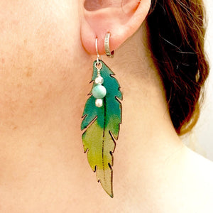 Turquoise Ombre Feather Earrings