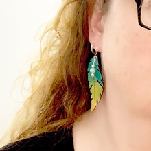 Load image into Gallery viewer, Turquoise Ombre Feather Earrings
